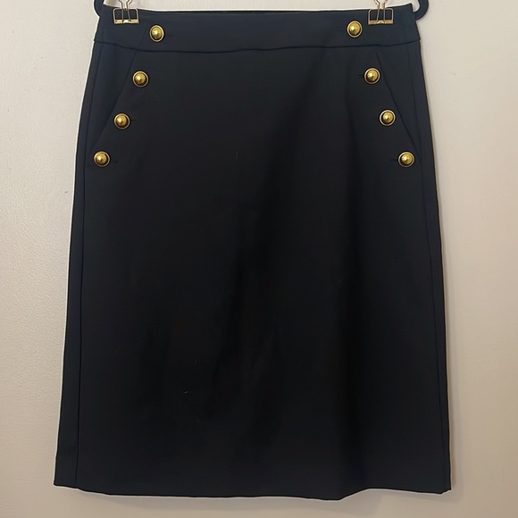 Black Sailor Midi Skirt with Gold Buttons - Picture 5 of 6